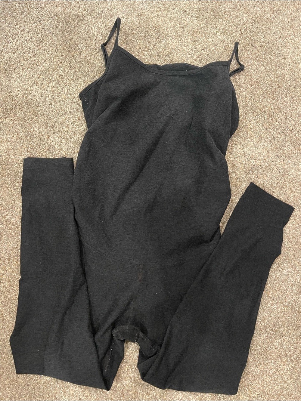 Beyond Yoga Beyond the Bump charcoal grey space dye jumpsuit
